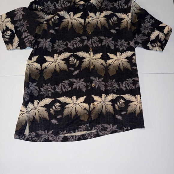 Tommy Bahama Gray Floral Hawaiian Button Down 100% Silk Shirt Mens Size Large - Picture 1 of 9